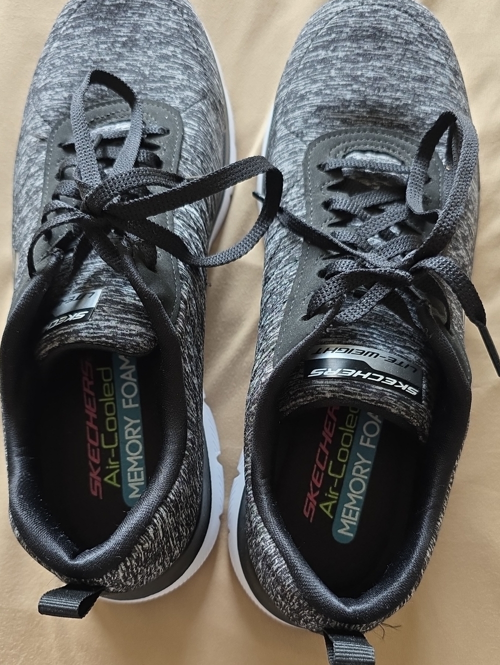Skechers Women's Gray Knit Lace-Up Athletic Sneakers